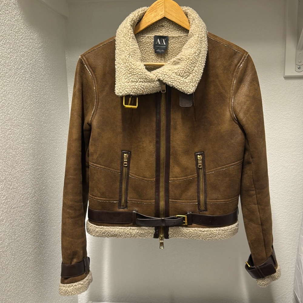 Armani exchange women’s brown shearling Jacket size small